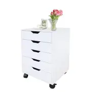 17X15X25" 5-Drawer Cabinet Nightstand BedsideTable Wheel Closet Office Organizer