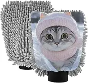 XYMZR Cat Winter Snow Absorbent Microfiber Car Wash Mitt, Funny Cute Anime Scratch Free for Cars Cleaning, Home Cleaning Mitts, 2 Pack, 10.24” L x 7.09” W