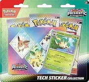 Pokémon TCG: Scarlet & Violet—Prismatic Evolutions Tech Sticker Collection – Leafeon (1 Foil Promo Card & 3 Booster Packs)