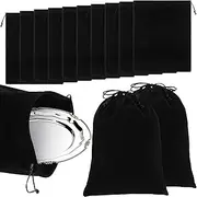 [Boao] 10 Pcs Silver Storage Bags, 9 x 11.8 Inch Fabric Cloth Anti Tarnish Bags for Silver Jewelry Silverware Protection Flatware Silverplate Tarnish Cleaning(Black)