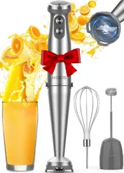 1000W Immersion Blender with 12 Speed, Whisk and Frother, Non-BPA