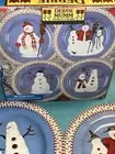 Vintage Debbie Mumm New In Box Set 4 Snowman 8” Salad Dessert Plates Sakura 1998