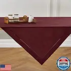 Solino Home Linen Tablecloth - 100% Pure Linen Red Garnet Table Throw 52 x 52