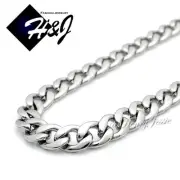 18-40"MEN's Stainless Steel 9.5mm Silver Cuban Curb Link Chain Necklace
