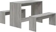 vidaXL Dining Set 3 Piece Indoor Living Dining Room Kitchen Restaurant Dinner Table and Chair Seating Furniture Set Grey Sonoma Engineered Wood
