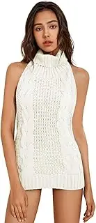 [Generic] Womens Anime Sweater Turtleneck Knitted Underwear Backless Pullover