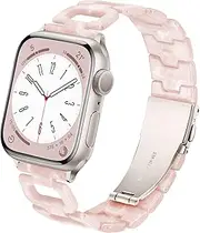 Ocaer Compatible with Apple Watch Band 42mm 41mm 40mm 38mm, Fashion Skeletonized Light Resin iWatch Band with Stainless Steel Buckle for iWatch Series 10 9 8 7 SE 6 5 4 3 2 1 (Flower Pink Starlight)