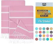 Utopia Towels Pack of 2 Turkish Beach Towel, 40 by 72 Inches, Oversized 100% Cotton, Sand Free Lightweight Absorbent Quick-Dry Beach Blanket, Extra Large Turkish Bath Towels for Travel and Pool, Pink