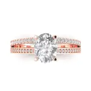 3.12ct Oval split shank Promise Engagement Wedding Ring 14k Rose Gold Designer