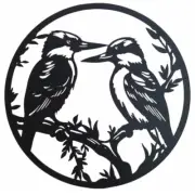 Round Metal Kookaburra Bird Laser Cut Wall Art 40 cm