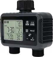 Sprinkler Timer, 2 Outlet Programmable Water Timer with Rain Delay, LCD Display 3 Modes Outdoor Soaker Hose Timer, Manual Automatic Irrigation Controller System for Garden Hose