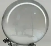 HDCRYSTALGIFTS 3D Elephant Crystal Ball Paperweight 60MM Laser Engraved