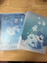 Vintage Morning Glory Blue Bear Binder, Folder, Loose Leaf Paper Set - 2x - New