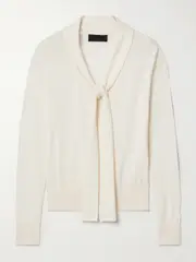 [Nili Lotan] Nili Lotan - Ayla Tie-neck Merino Wool Top - Ivory - medium medium Ivory