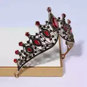 STUNNING BRAND NEW GOLD CROWN/TIARA WITH RED & BLACK CRYSTALS, BRIDAL OR RACING