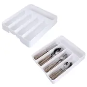 2Pcs 5 Slot Kitchen Drawer Cutlery Tray Organiser Rack Holder Cabinet Insert Storage
