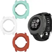 FitTurn Case intended for Garmin Instinct,Instinct Solar Watch Case Sleeve Slim Designer Sleeve Protector Armor Anti-Scratch Bezel Silicone Band Cover Case intended for Garmin Instinct GPS (Tricolor*B)