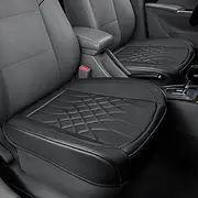 BOPUOVRE 2-Pack Leather Front Car Seat Covers - Bottom Car Seat Covers Fully Wrapped, Non-Slip and Waterproof, Fits Most Vehicles Black