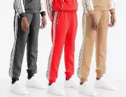 Mens FAUX Snake SKIN Print Side Stripe Waistband Drawstring Gym Track Pants