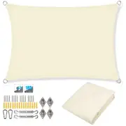 Waterproof Rectangle UV Block Sun Shade Sail (Beige with Kits 3*4M)