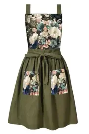 Vintage Apron Dress for Women with Pockets, Adjustable Cross Back Pinafore Ap...