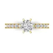 1.3ct Round Cut Petite Wedding Promise Simulated Engagement Ring 14k Yellow Gold