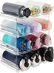 Lifewit Stackable Water Bottle Organiser/Holder for Cabinet, Kitchen Pantry Organization and Storage, Plastic Fridge Wine Racks, Tumbler Travel Mug Cup Holder, Countertop 4Pack, Hold 12 Bottles