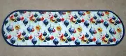 NEW Handmade Table Runner Holiday Red Blue Yell Ornaments 12x37 Oval Quilted