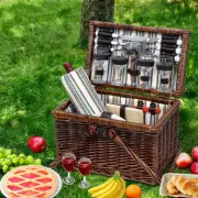 Alfresco Picnic Basket Set Deluxe 4 Person Folding Outdoor Insulated Liquor bag