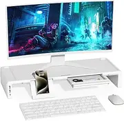 OImatser Monitor Stand Riser 3.0 USB HUB, Type-C Data Port, Foldable Computer Monitor Riser, Adjustable Length Computer Stand and Storage Drawer & Pen Slot, Phone Stand for Computer