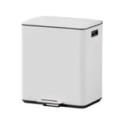 Pedal Bins Rubbish Bin Dual Compartment Waste Recycle Dustbins 40L White