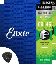 Elixir Electric Guitar Strings 2 Set Custom Light 009-046 Optiweb Coated Strings