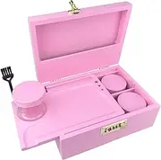 DEHVEN Large Bamboo Box Storage Decorative Jar Storage, Box with Lock （Pink）