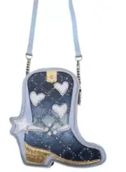 NEW! BETSEY JOHNSON ~ XO BOOTS ~ BLING DENIM BOOT CROSSBODY BAG ~ TAG