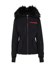 Prada Logo-Patch Zipped Hooded Jacket XS,M black