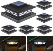 Solar Post Cap Lights, 4X4 Black Plastic Outdoor Waterproof Lights, Warm White/C