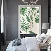 Japanese Style Green Leaves Printed Kids Doorway Curtain Bedroom Divider Curtain Blind for Various Rooms