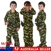 BOYS Army Costume Week Book Dress Camouflage Suit Kids Military Soldier Fancy