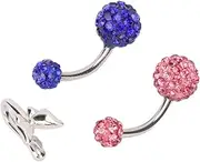 [Loboo Idea] Alloy Shinning Rhinestone Navel Belly Rings Studs Earring for Men Women