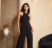 Adrianna Papell Women's Overlay-Neck Wide-Leg Jumpsuit Sz14 $179