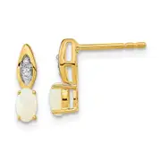 14k Yellow Gold Opal and Diamond Post Earrings