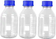 iplusmile 3Pcs Glass Chemical Reagent Bottles with Cap Sample Sealing Container for Medicine Storage Transparent Laboratory Bottles for Chemicals