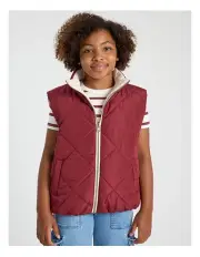 [Tilii] Reversible Puffer Vest in Stone and Red