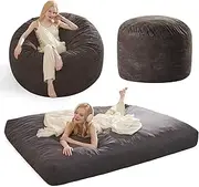 Bean Bag Chair- Bean Bag Bed, Giant Bean Bag Chairs for Adults Teens, Large Floor Bed Convertible Beanbag Chair with Washable Suede Cover, Comfy Floor Chair for Bedroom Living Room