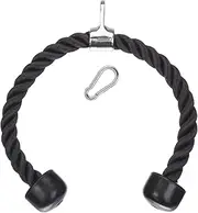 Tricep Rope Trainning Rope with Solid Rubber Ends, Pull Down Fitness Cable Attachment Machine Coated Nylon Rope with Stainless Steel Hook(27 inches)
