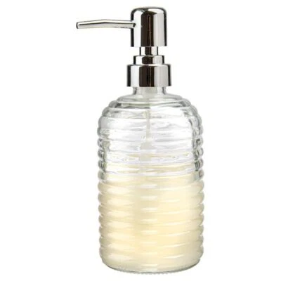 Circleware - Vintage Retro Ribbed Round Base Clear Glass Soap Pump 380ml