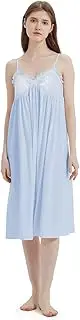 [VALITY] Women's Nightgown Sleeveless Cotton Sleep Dress Lace Spaghetti Strap Sleepshirts Victorian Sleepwear with Built-in Bra