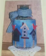 Birdhouse Spring Wool Candle Jar Wrap Sewing Pattern 14" x 10" Adjustable