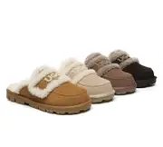 AUSTRALIAN SHEPHERD® UGG Slippers Women Sheepskin Wool Shearling Lined Rilee - Brown / AU Ladies 4 / AU Men 2 / EU 35