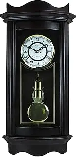 Bedford Clock Collection 25 Inch Chiming Pendulum Wall Clock in Weathered Chocolate Cherry Finish